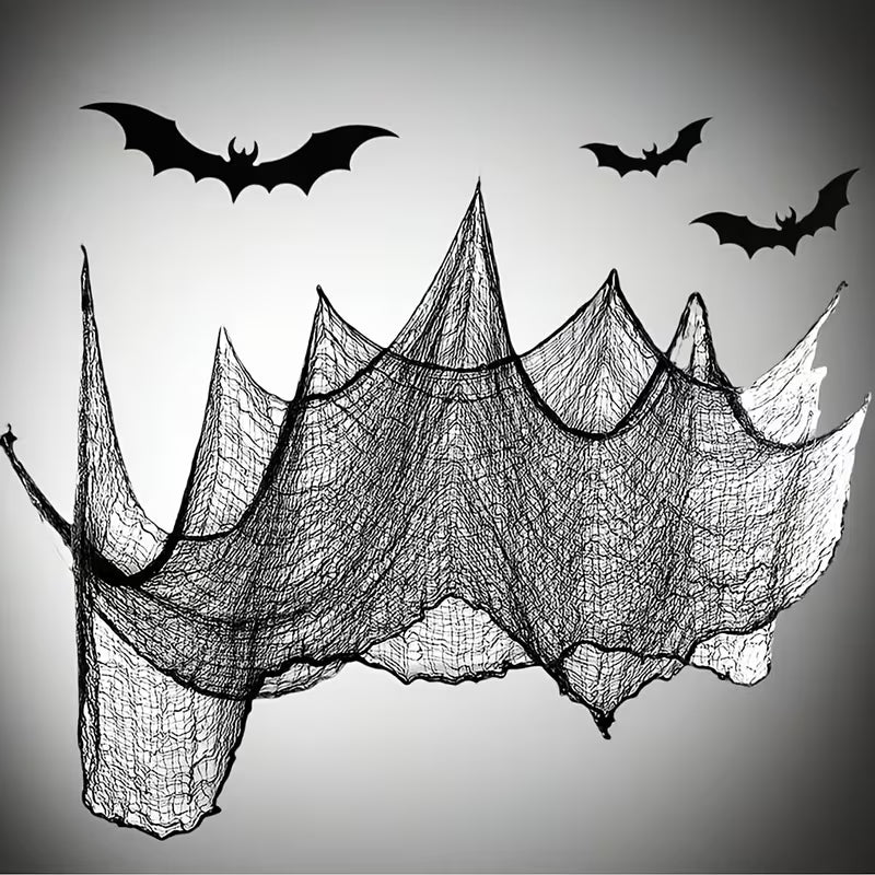 Schwarzes Spinnennetz-Dekotuch – Gothic Halloween-Dekoration 150 × 80 cm