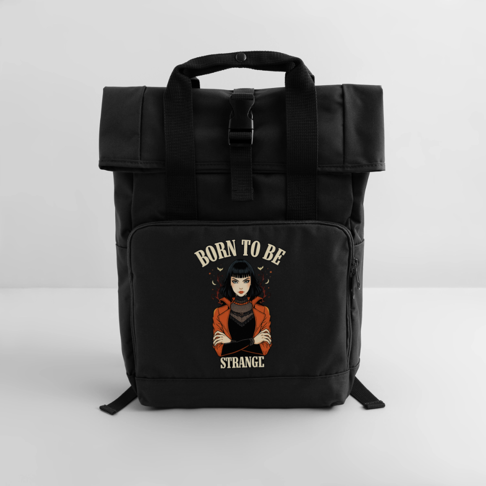 Rolltop Rucksack – Born to be Strange - black
