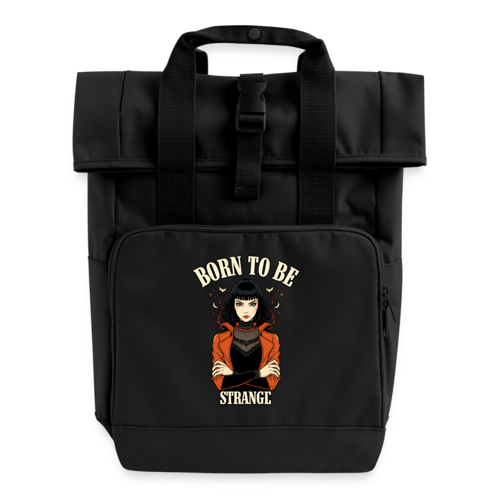 Rolltop Rucksack – Born to be Strange - black