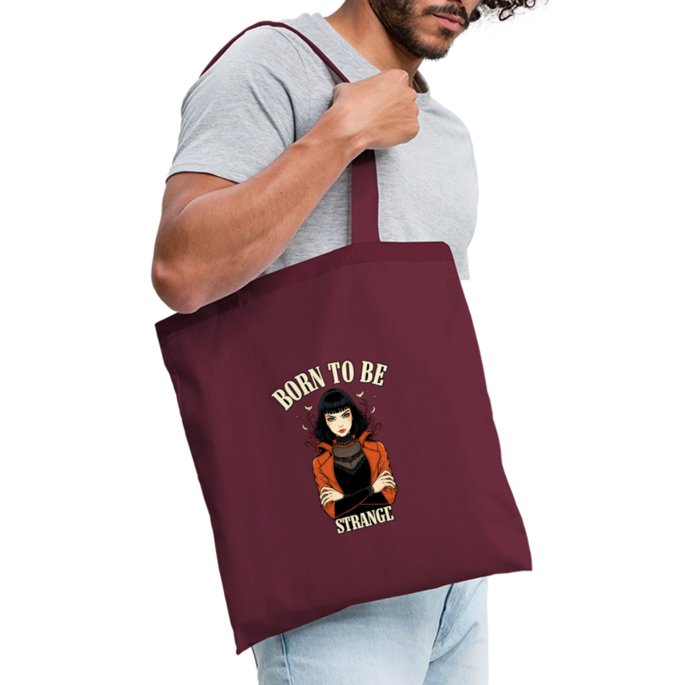 Tote Bag - Born to be Strange - burgundy