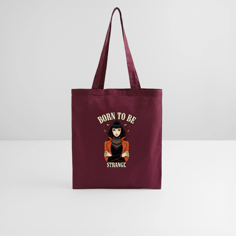 Tote Bag - Born to be Strange - burgundy