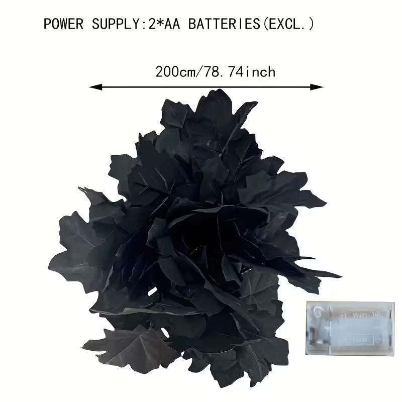 Schwarze Ahornblattranke mit lila LED-Lichtern – 2 m