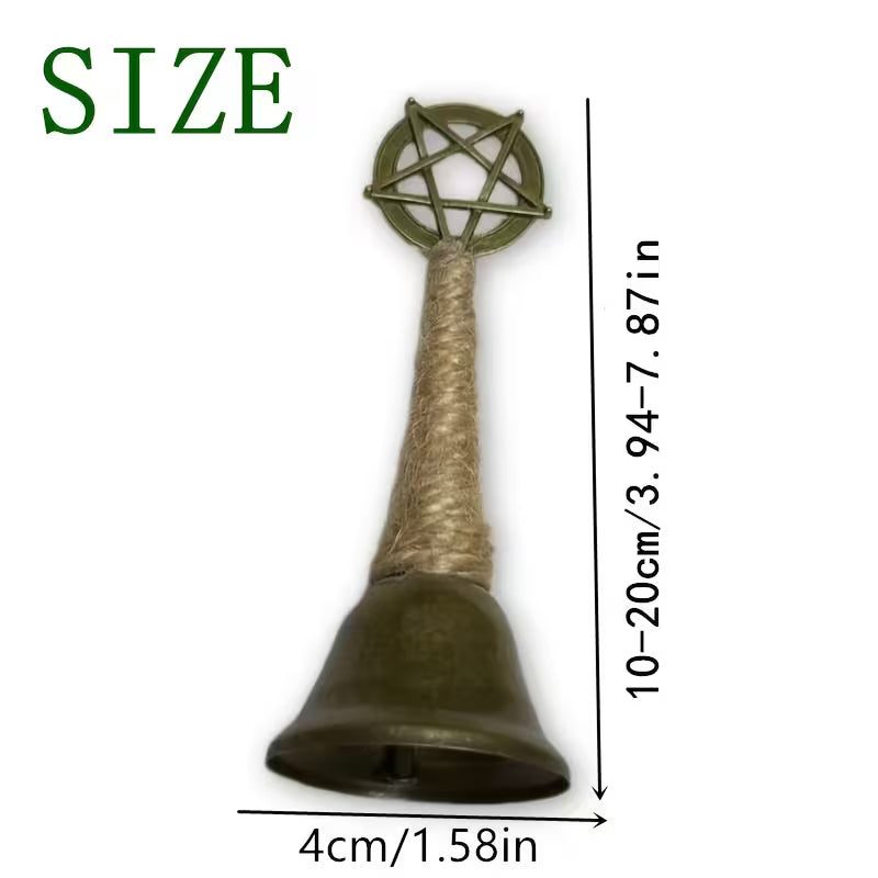 Hexen-Handglocke mit Pentagramm – Mystische Ritual- & Dekoglocke aus Kupfer
