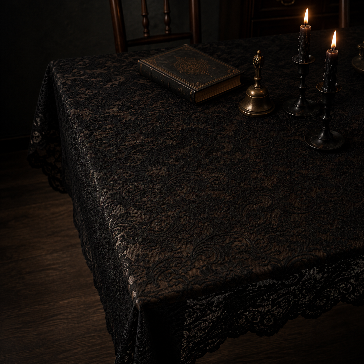 Retro schwarze Spitze Tischdecke