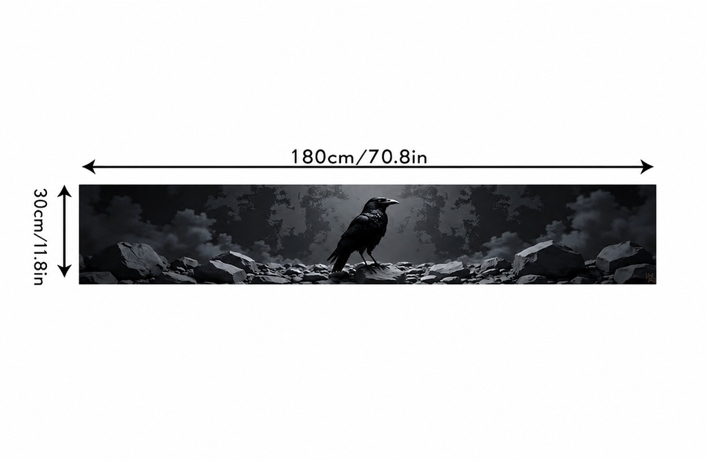 Gothic Tischläufer 180x30 cm mit Rabenmotiv – Mystische Tischdekoration