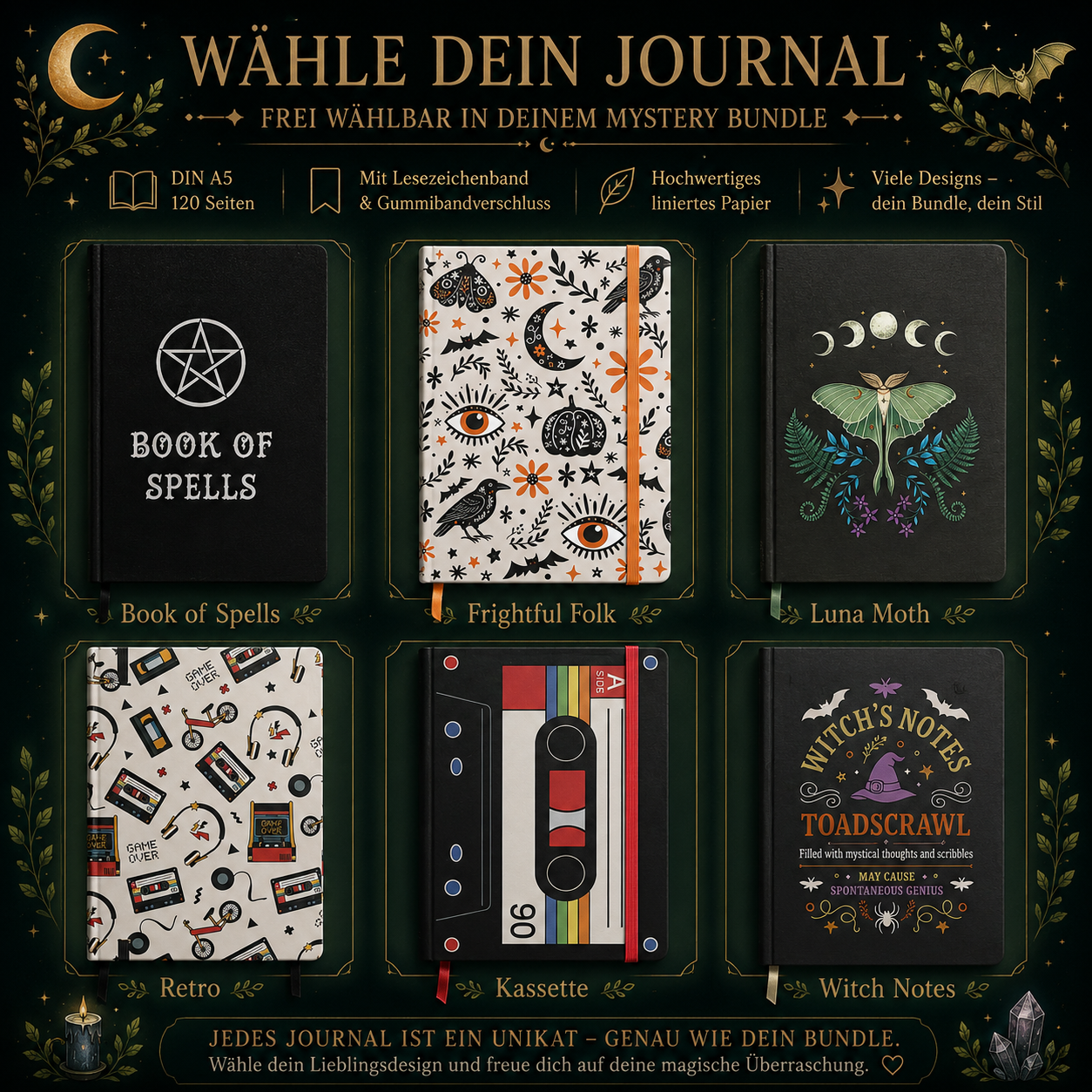 Witchy Book Lover Mystery Bundle: A5-Journal